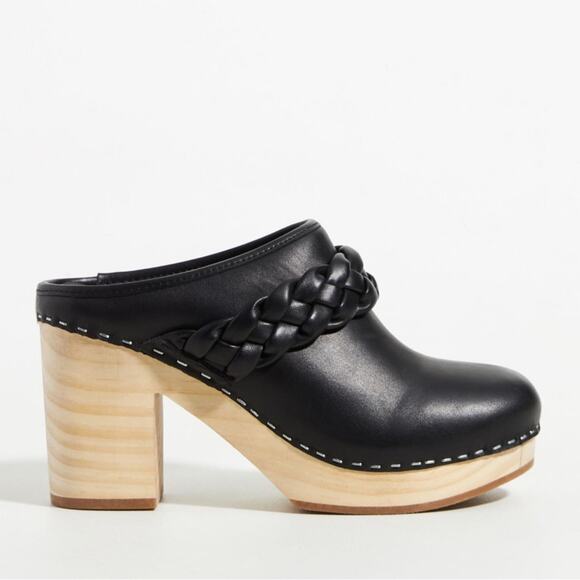 Dolce Vita Hila Braided Block Heel Mule Clogs Black Leather 9.5 - Picture 1 of 8